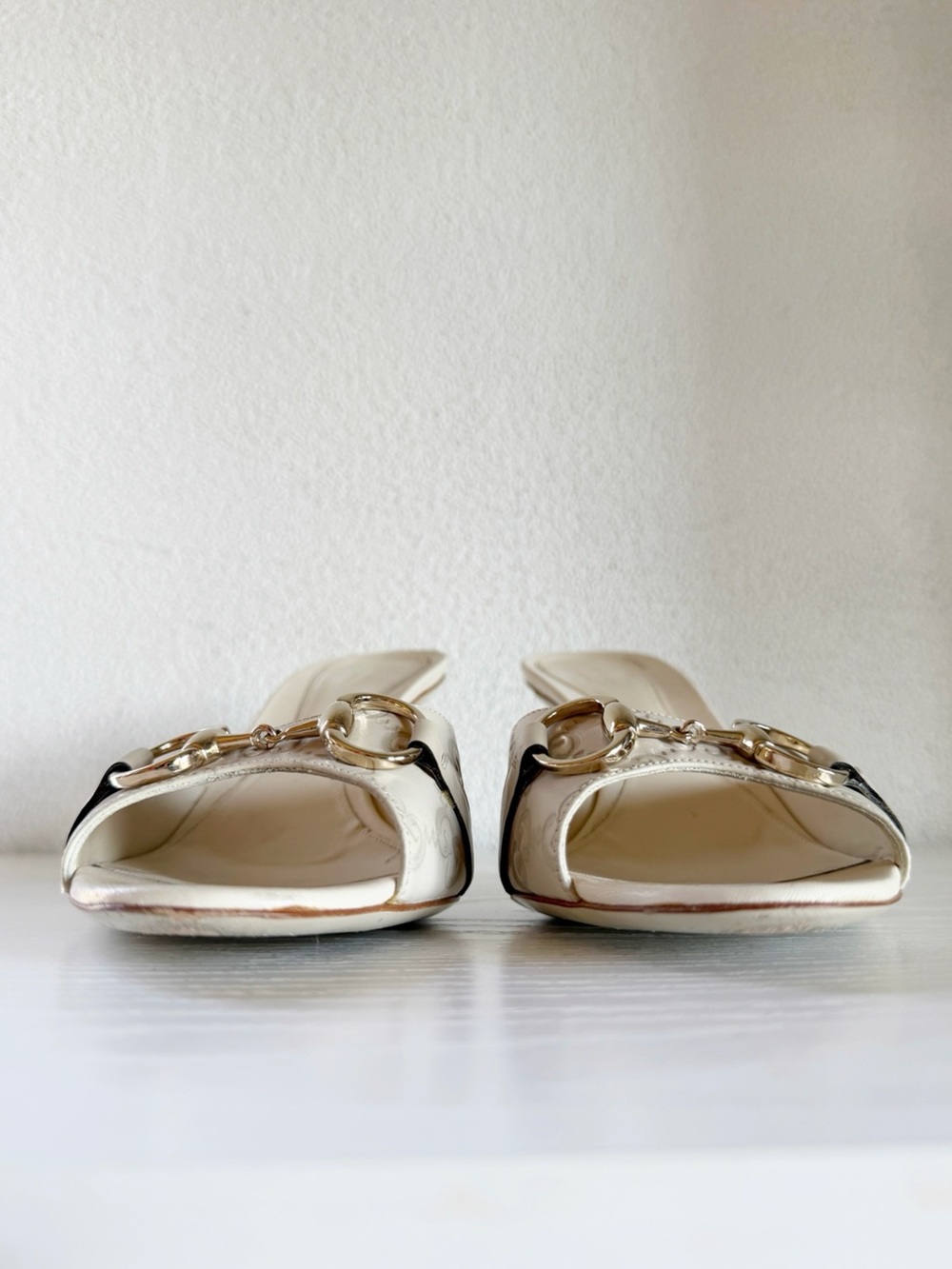 Gucci White Guccissima GG Horsebit Leather Mule Heels Size 10B Mystic White - Picture 8 of 14